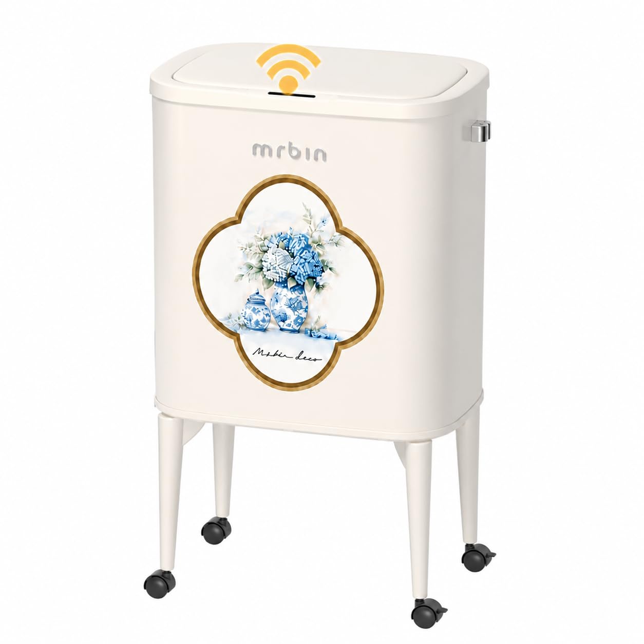 Metal Motion Sensor Kitchen Trash Can with Wheel Legs