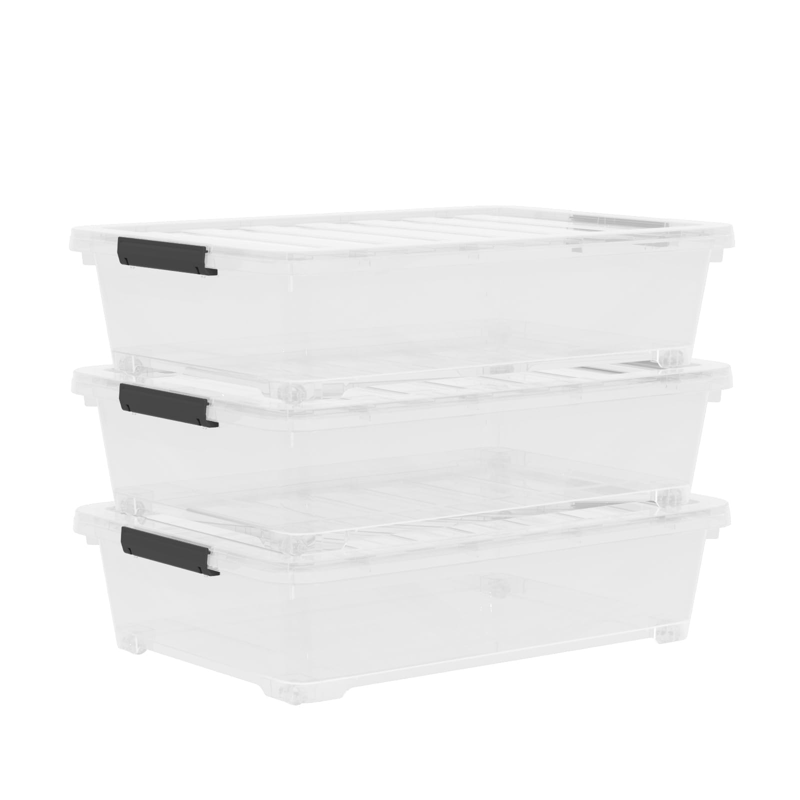 4 Pack Stackable Plastic Storage Bins with Lids (4 Count)
