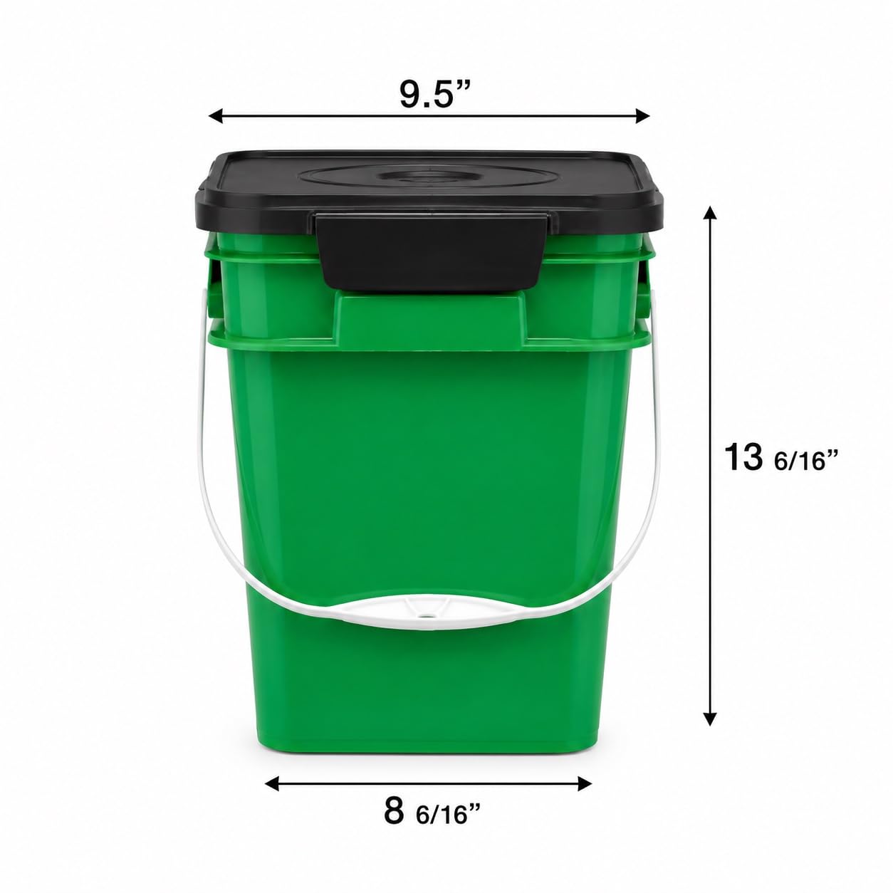 4 Gallon Square Food Grade Bucket Pail with Plastic Handles and Lid