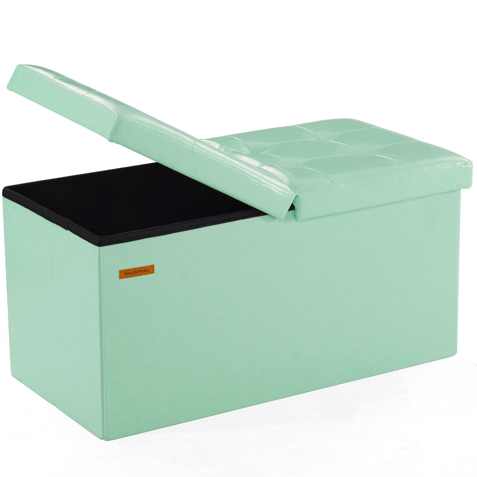 Ottoman with Storage Bench Folding Foot Rest Stool Teal