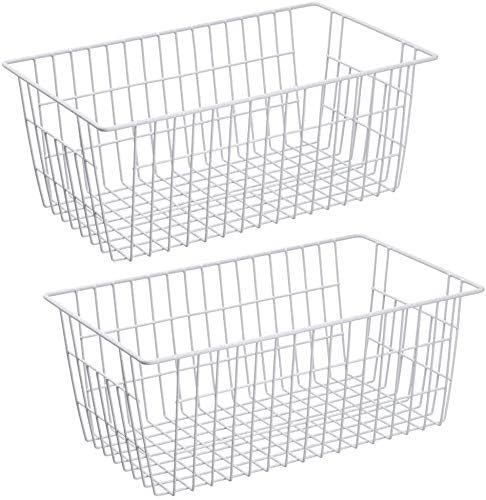 Freezer Baskets Farmhouse Organizer Storage Basket with Handles (2 Count)
