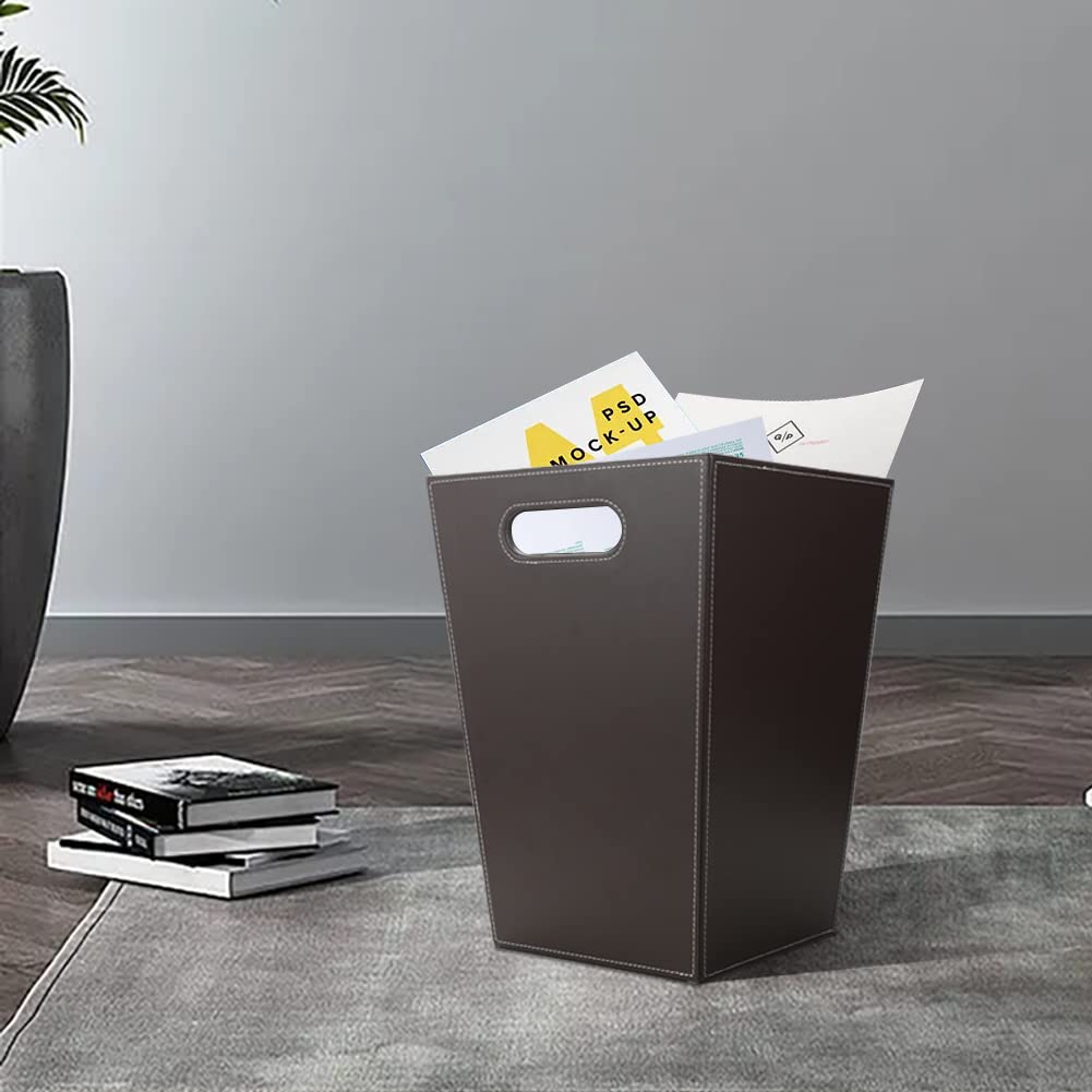 Classic Pu Leather Trash Can Wastebasket