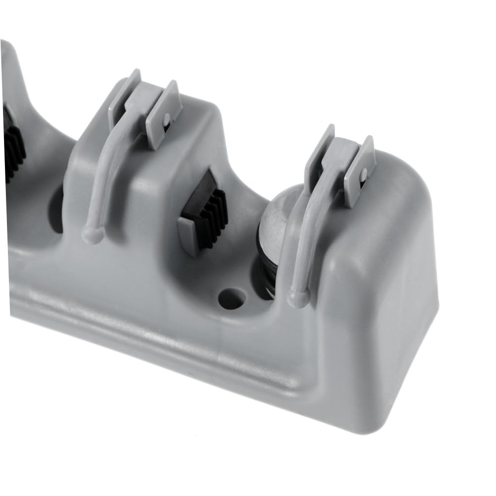 Mop Broom Holder Wall Mounted Storage Rack with Slots and Hooks for Garden Garage and Kitchen Organization Grey and Easy to Install Utility Rack
