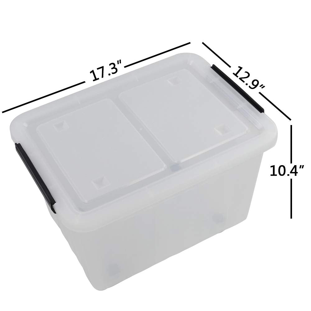 Clear Plastic Storage Bins with Wheels (4 Count)