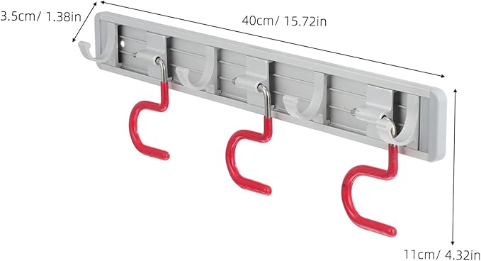 Space Aluminum Mop Clamp Wall Mounted Broom Gripper Mop Hanging Hook Heavy Duty Hooks Organizer