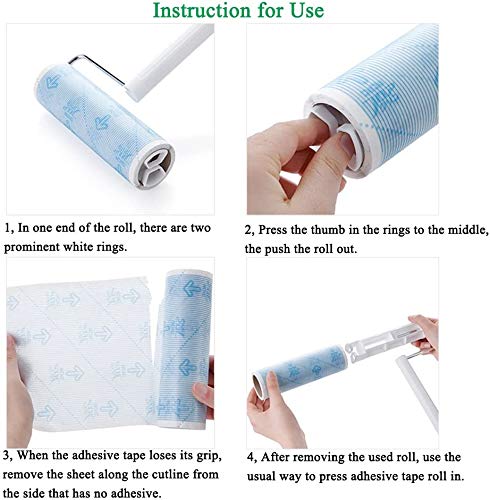Large Lint Roller 6.3" Sticky Roller Extendable Handle for Floor & Pet Hair