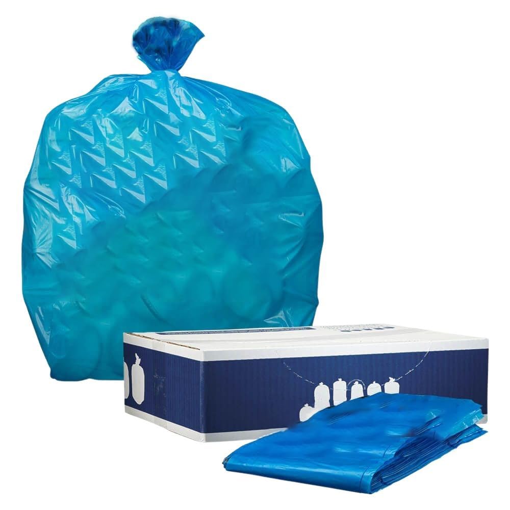 64 Gallon Recycling Trash Bags For Toter │1.5 Mil │ Blue Heavy Duty Garbage Can Liners │ 50” x 60” (50 Count)