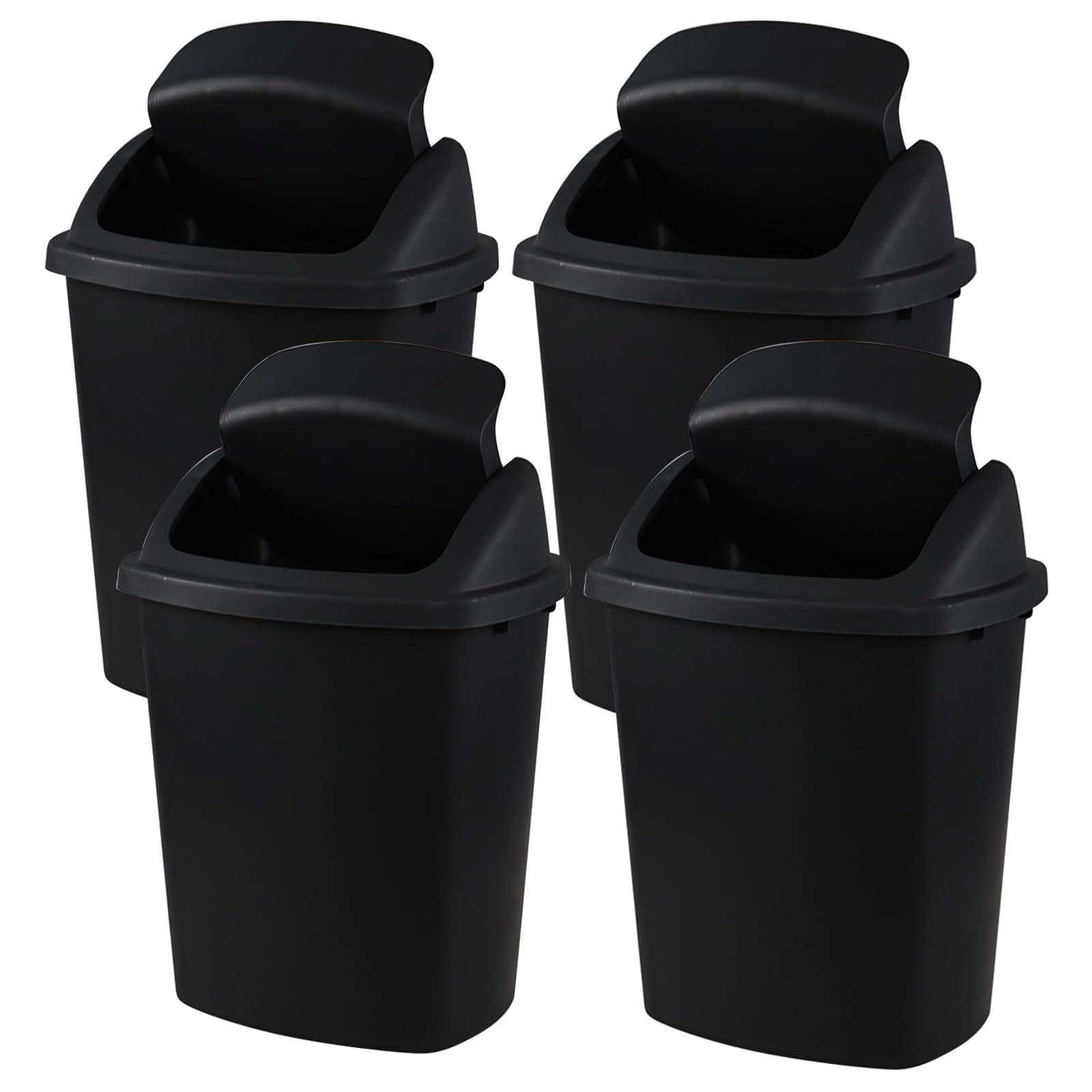 6 Gallon Plastic Flip Lid Trash Can (4 Count)