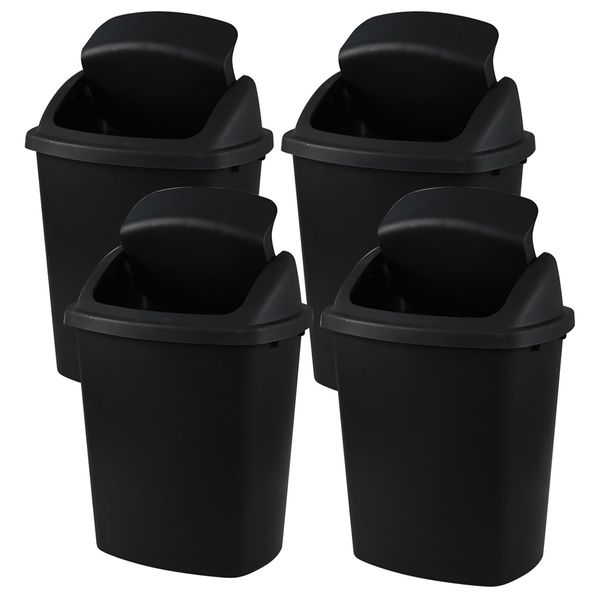 6 Gallon Plastic Flip Lid Trash Can (4 Count)