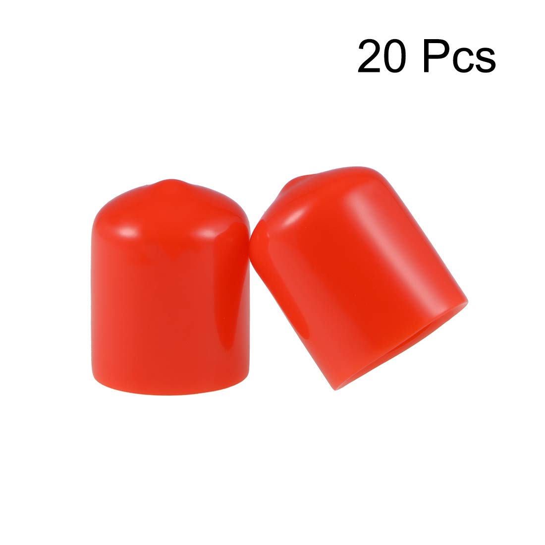 20pcs Rubber End Caps 19mm ID Vinyl Round Tube Bolt Cap Cover Thread Protectors Red (20 Count)