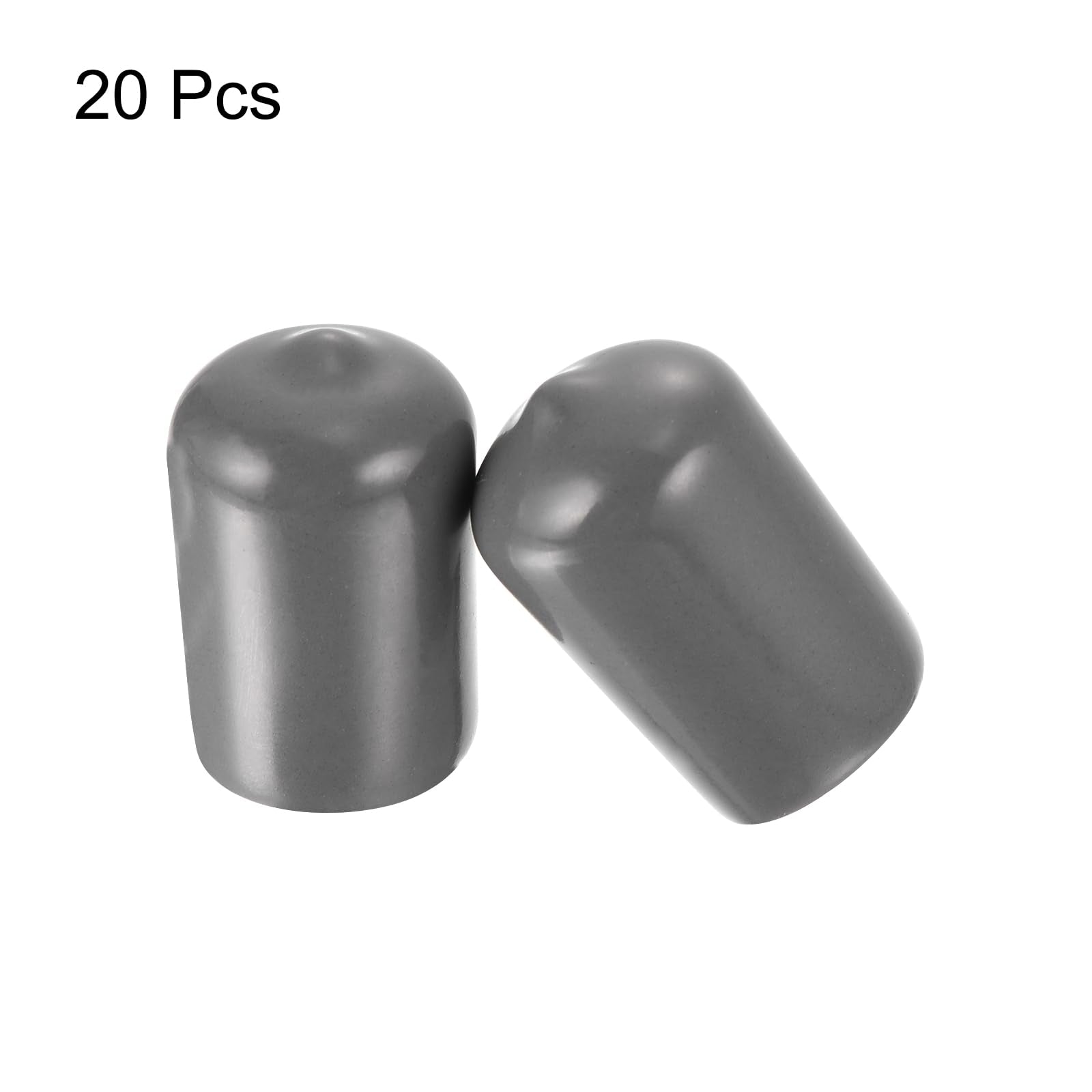 20pcs Rubber End Caps 17mm ID Vinyl PVC Round Tube Bolt Cap Cover Screw Thread Protectors Dark Grey