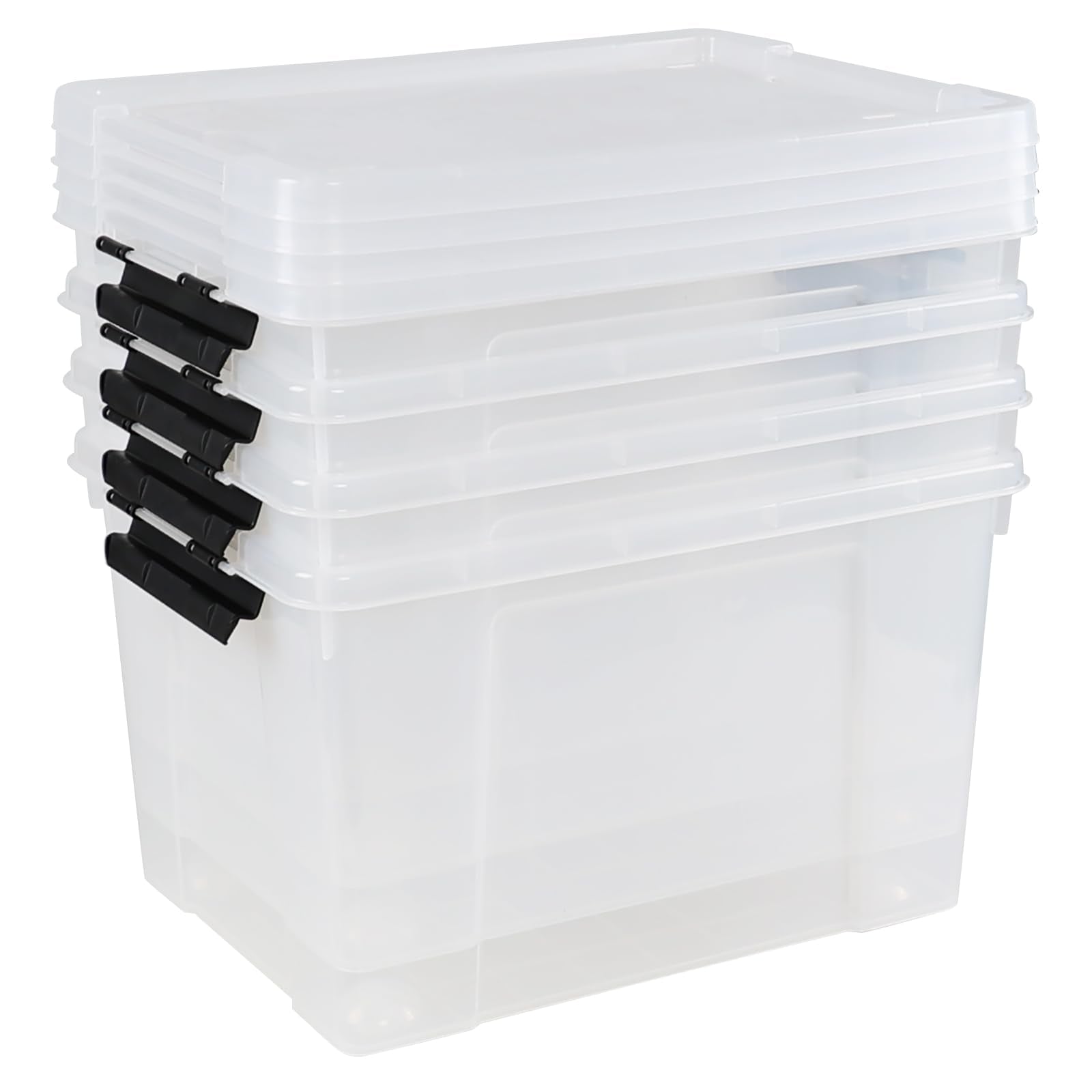 34 L Clear Plastic Storage Bins Box with Lid (4 Count)