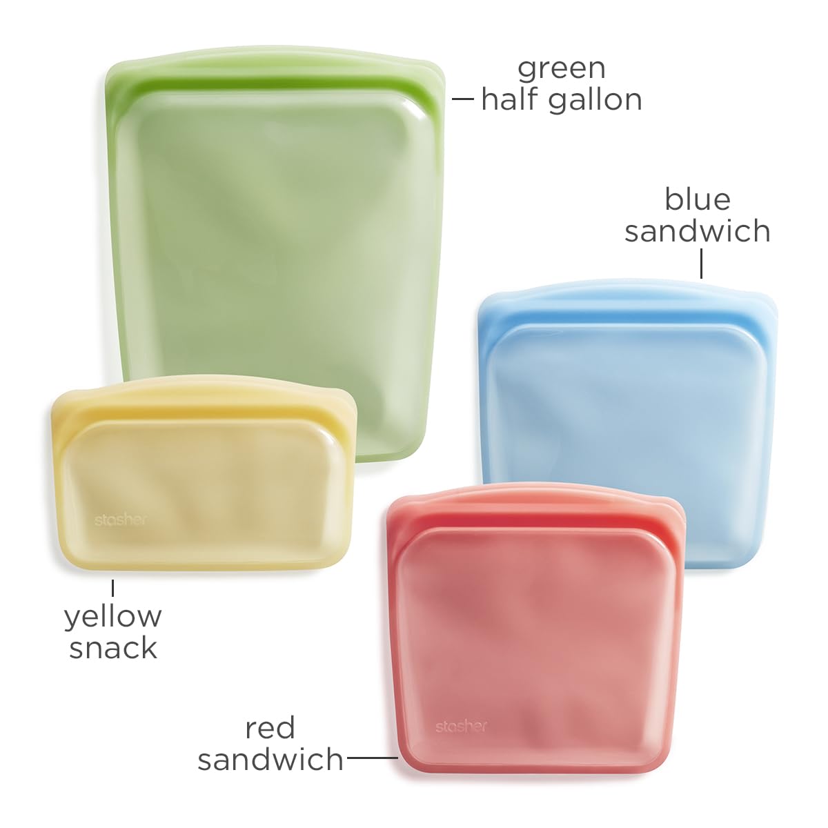 Premium Reusable Silicone Food Storage Snack Bags (4 Count)