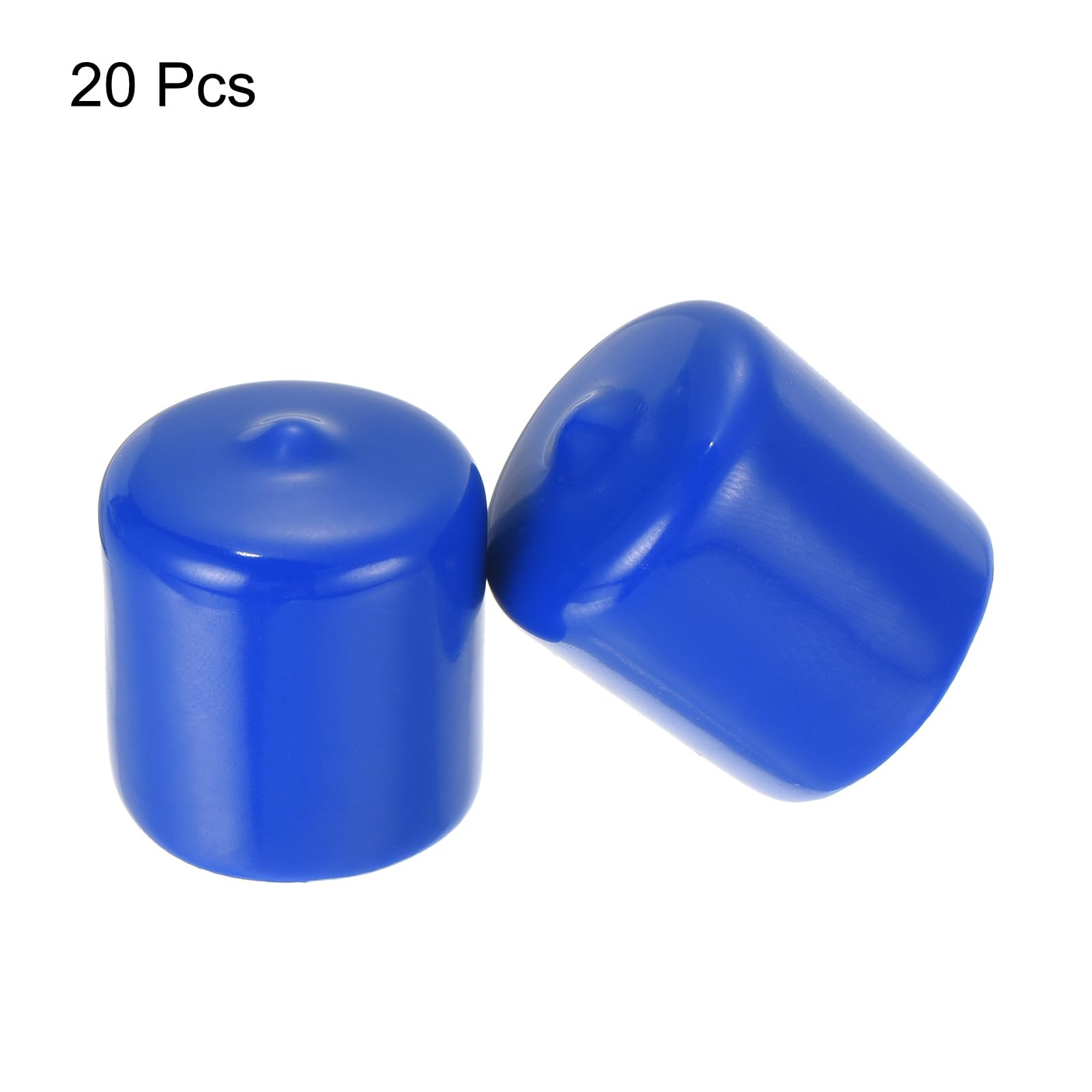 20pcs Rubber End Caps 25mm ID Vinyl Round Tube Bolt Cap Cover Screw Thread Protectors Blue