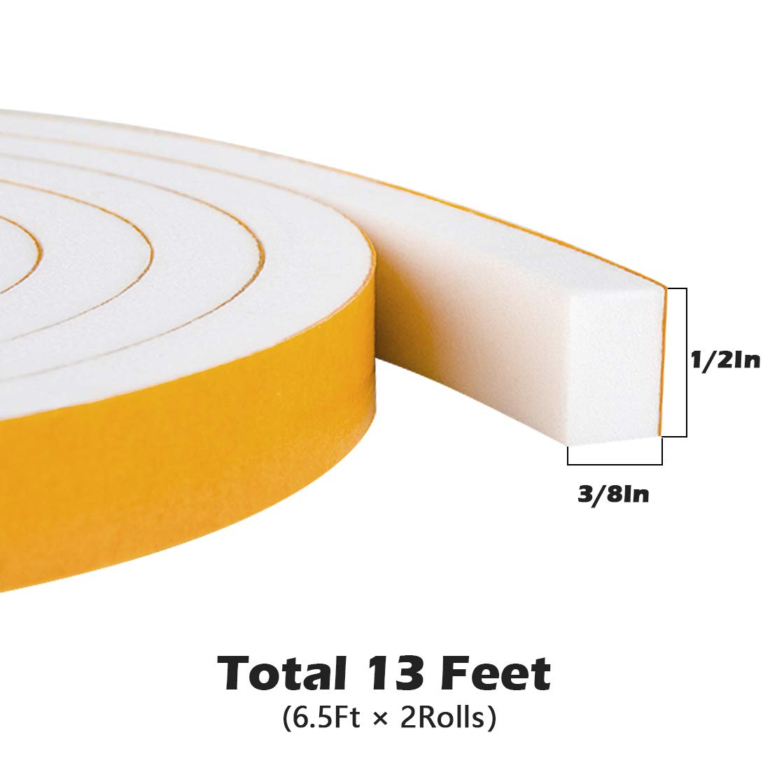 White Weather Stripping for Doors Windows (13 Foot)