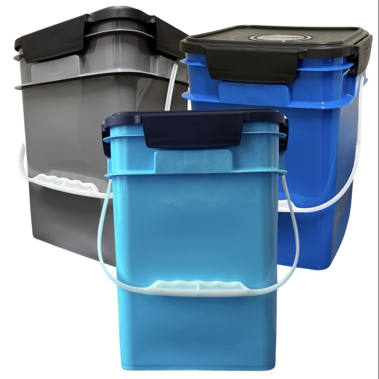 4 Gallon Square Food Grade Bucket Pail with Plastic Handles and Lid