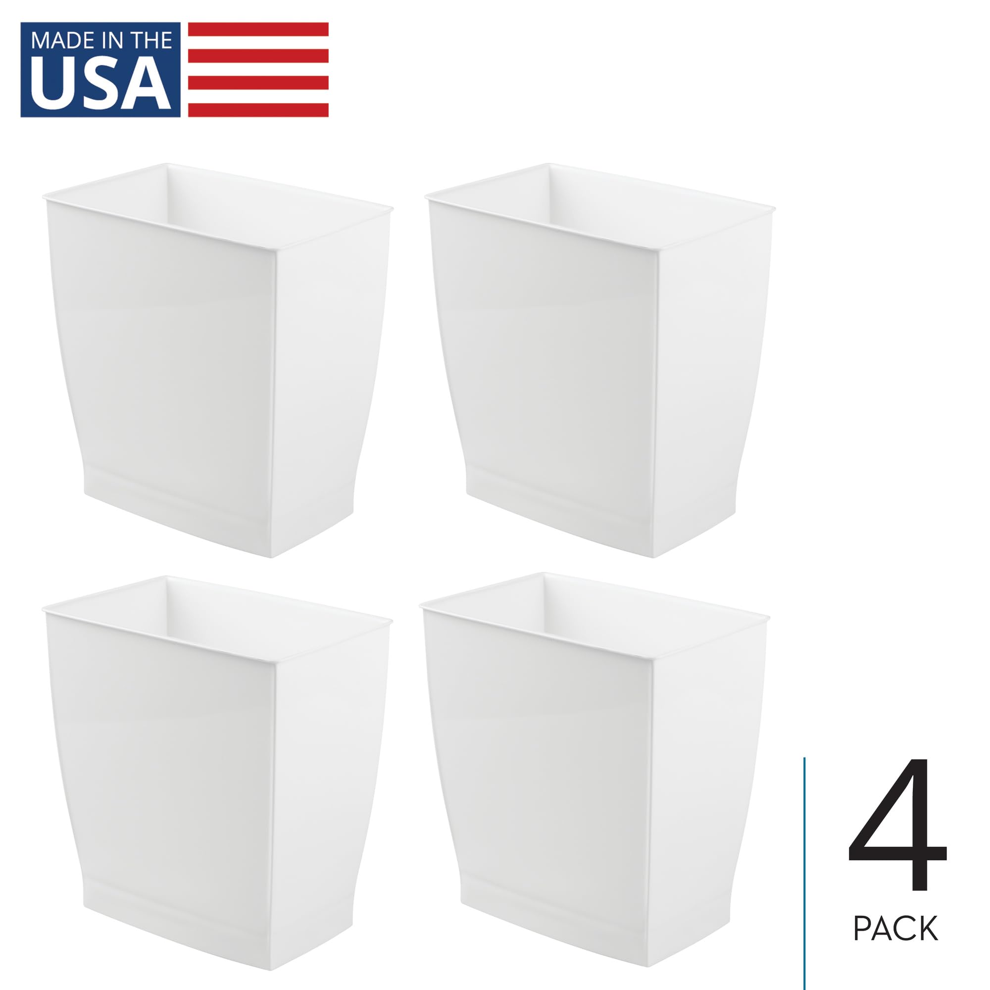 Small Plastic Bathroom Trash Can (4 Count)