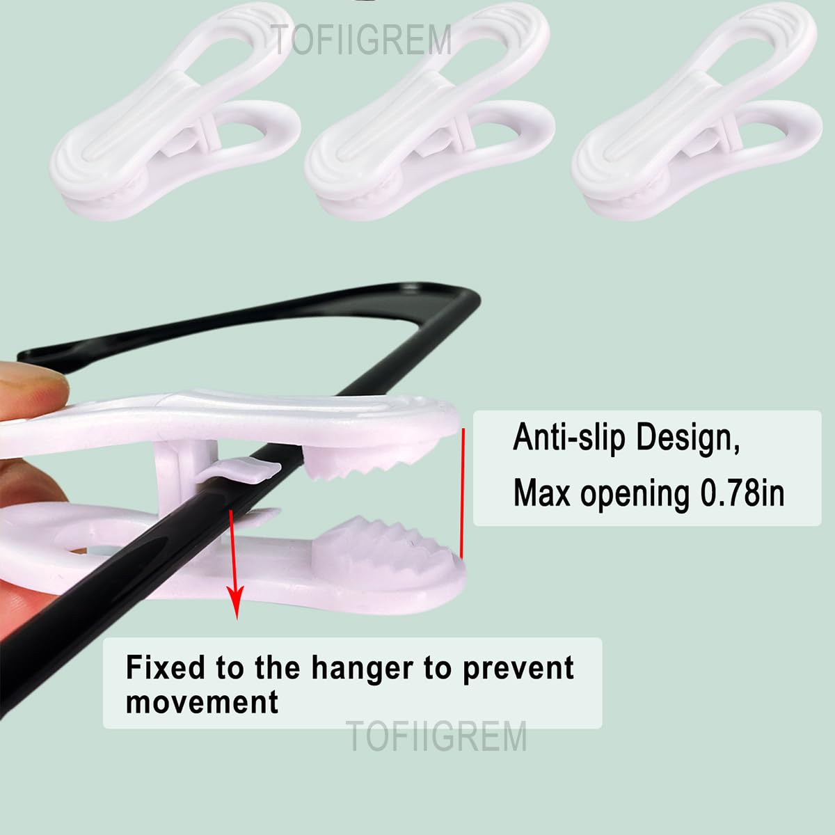 White Hanger Clips 60 Pack