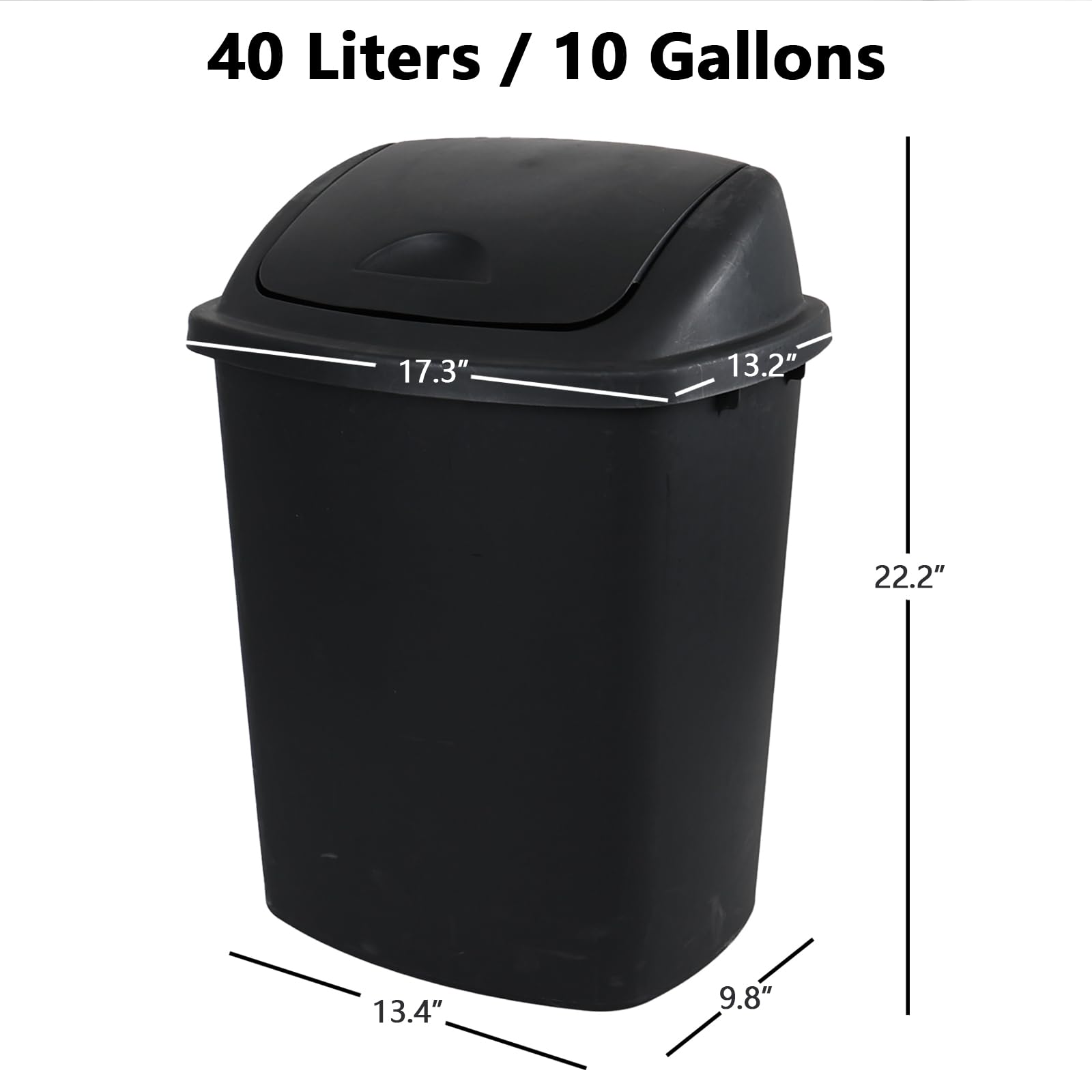40L 10 Gallon Plastic Swing Lid Trash Garbage Cans (4 Count)