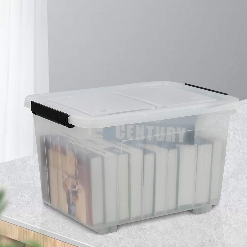 Clear Plastic Storage Bins with Wheels (4 Count)