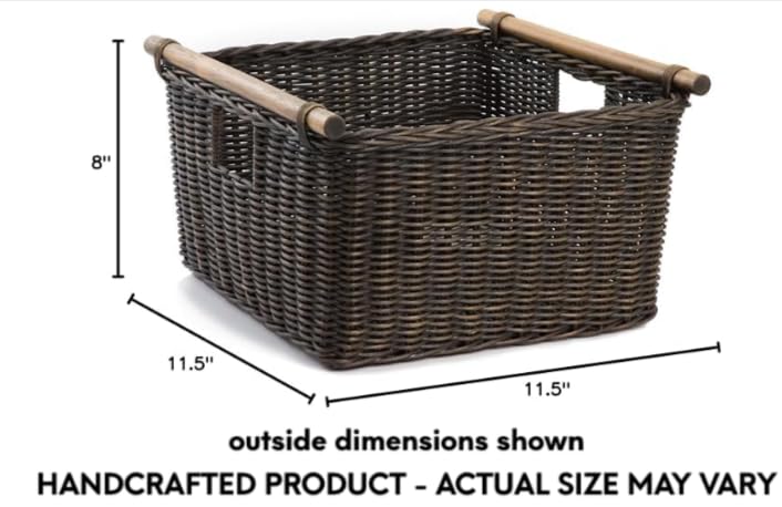 Deep Pole Handle Wicker Storage Basket