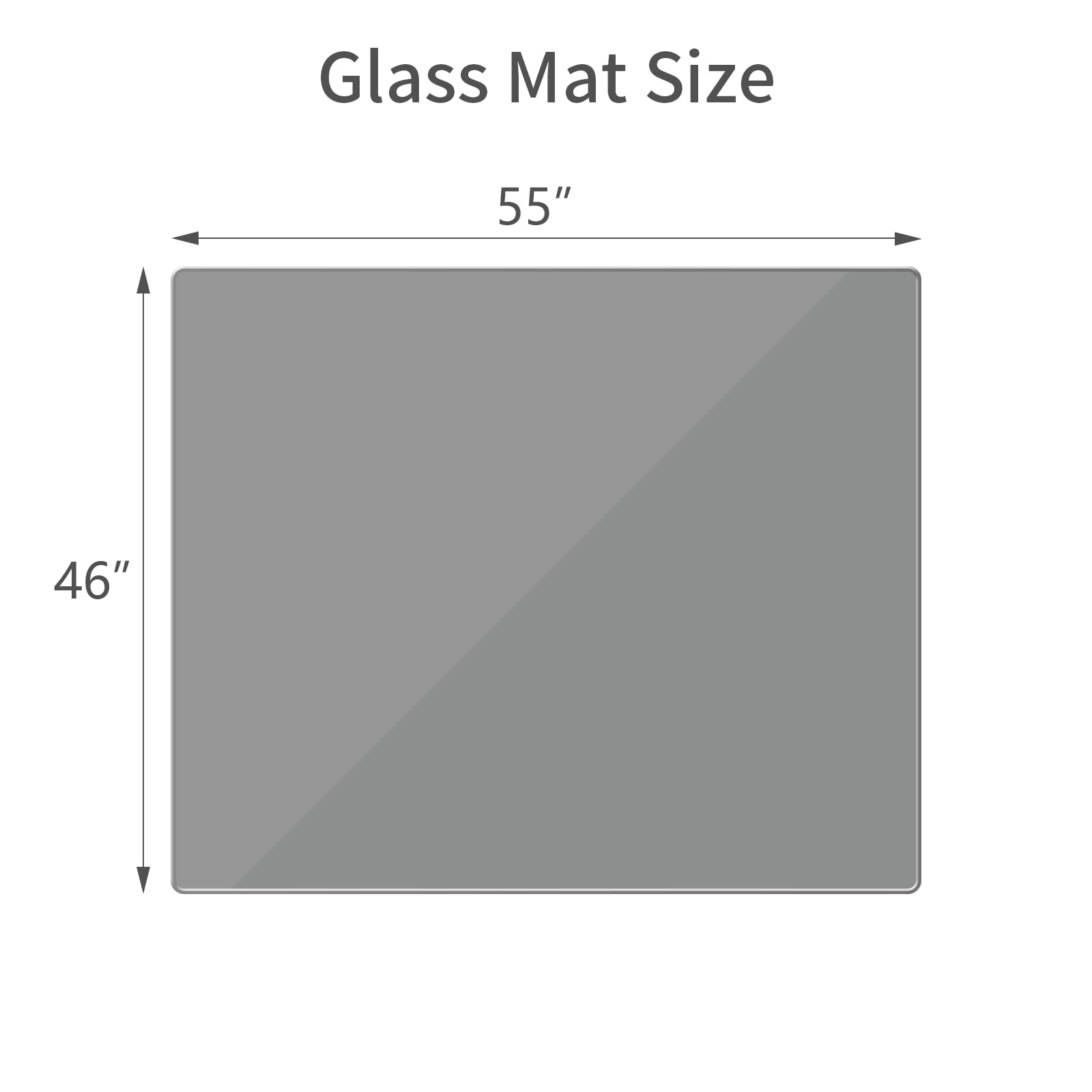 Tempered Glass] 46" x 55" Glass Office Chair Mat for Carpet