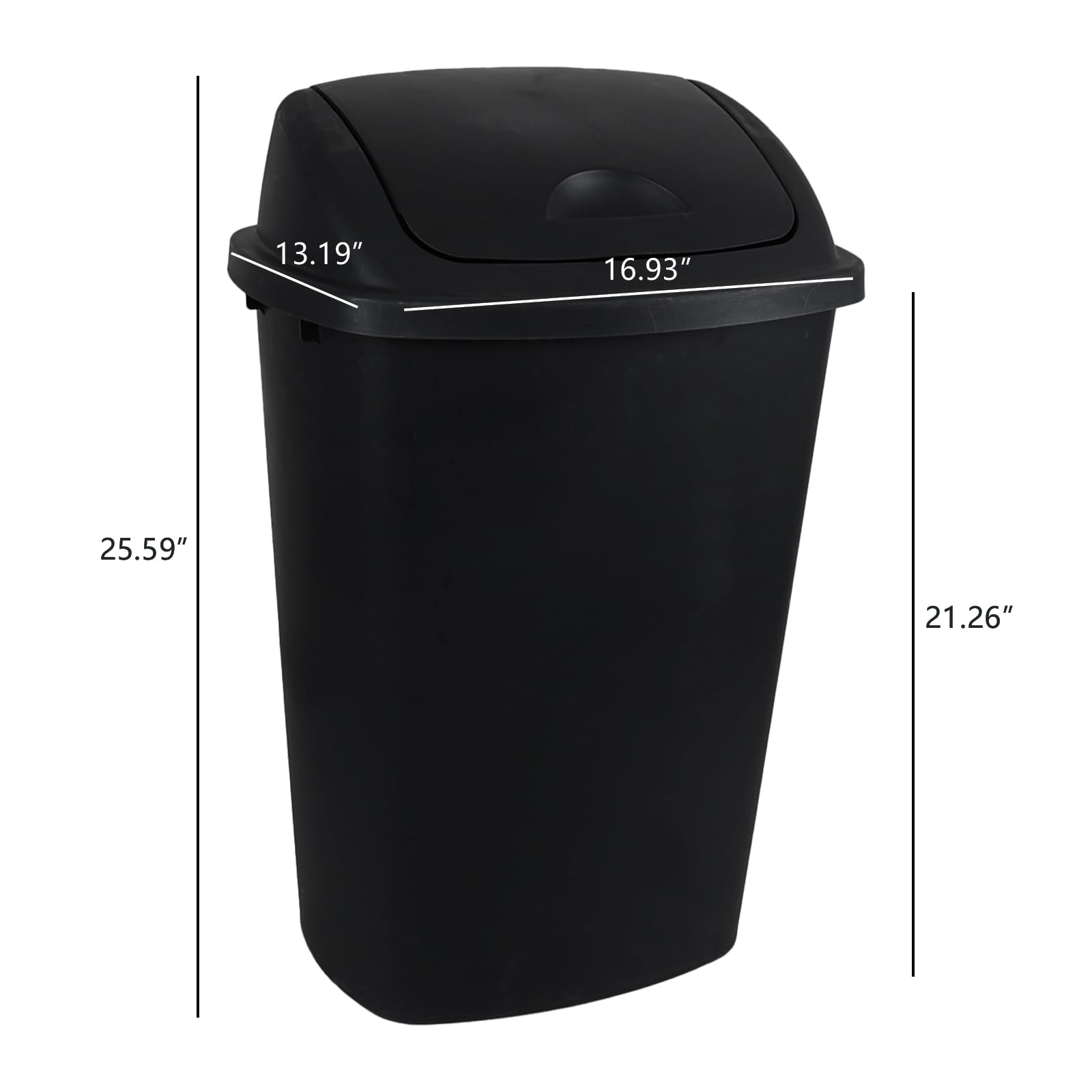 4 Pack 13 Gallon Plastic Garbage Cans with Swing Lid (4 Count)