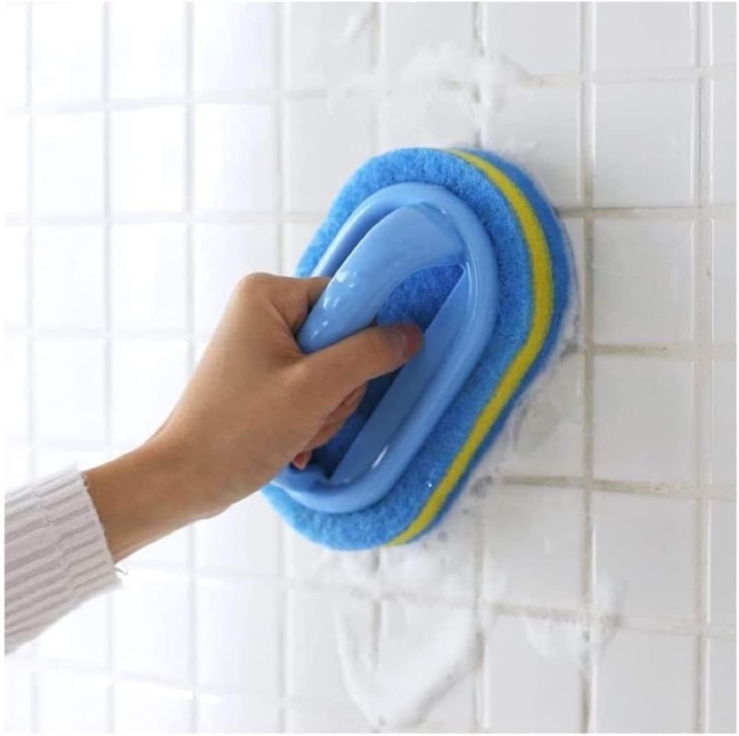 2 Piece Cleaning Brush for Bathroom Kitchen Bathtub Toilet Cleaner All Purpose Shower Sponge Scrubbing Brush with Ergonomic Handle (4 Count)
