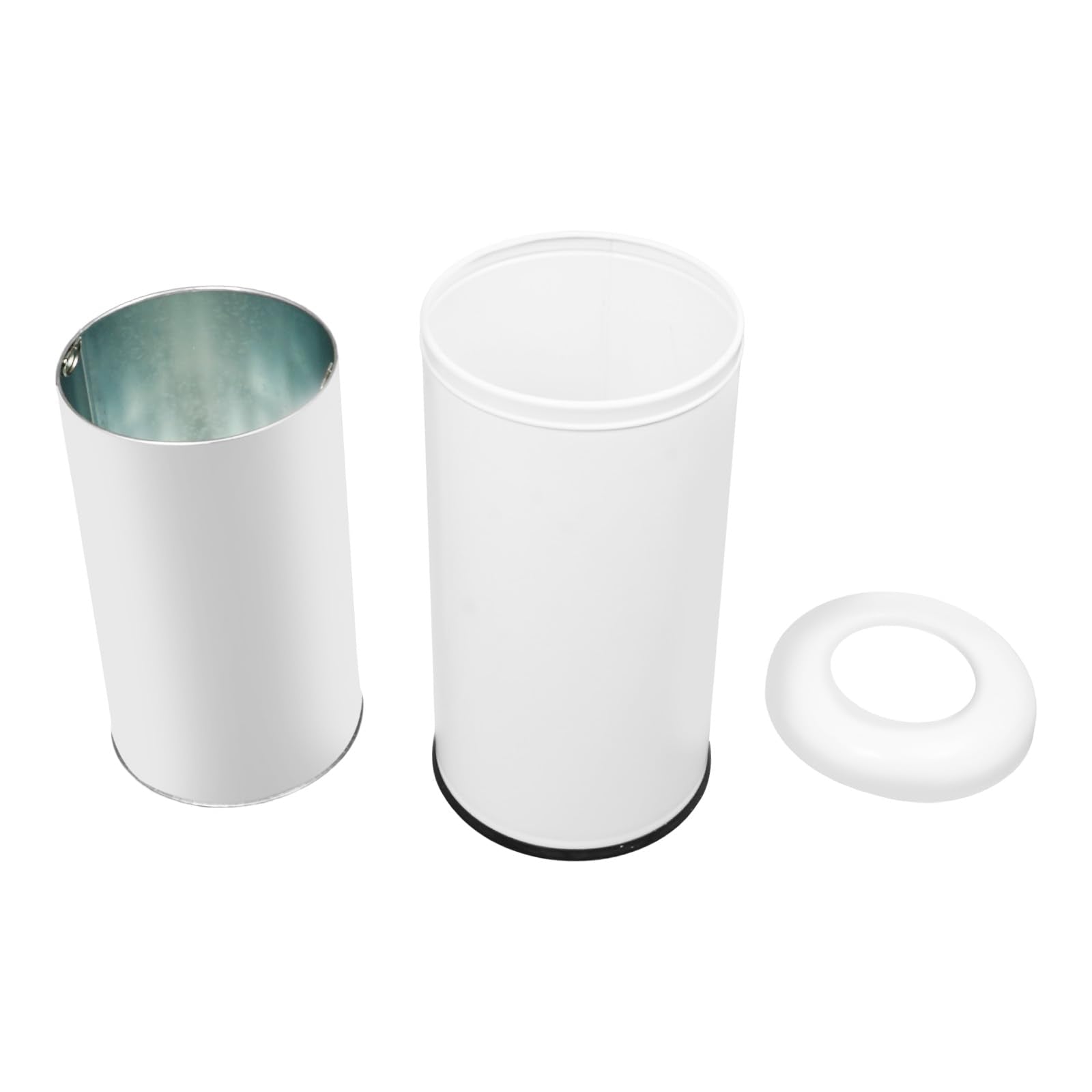 58.6 Liter 15.48 Gallon Commercial Open Top Trash Can White Stainless Steel Trash Can Outdoor Indoor Garbage Enclosure with Lid Inside Barrel