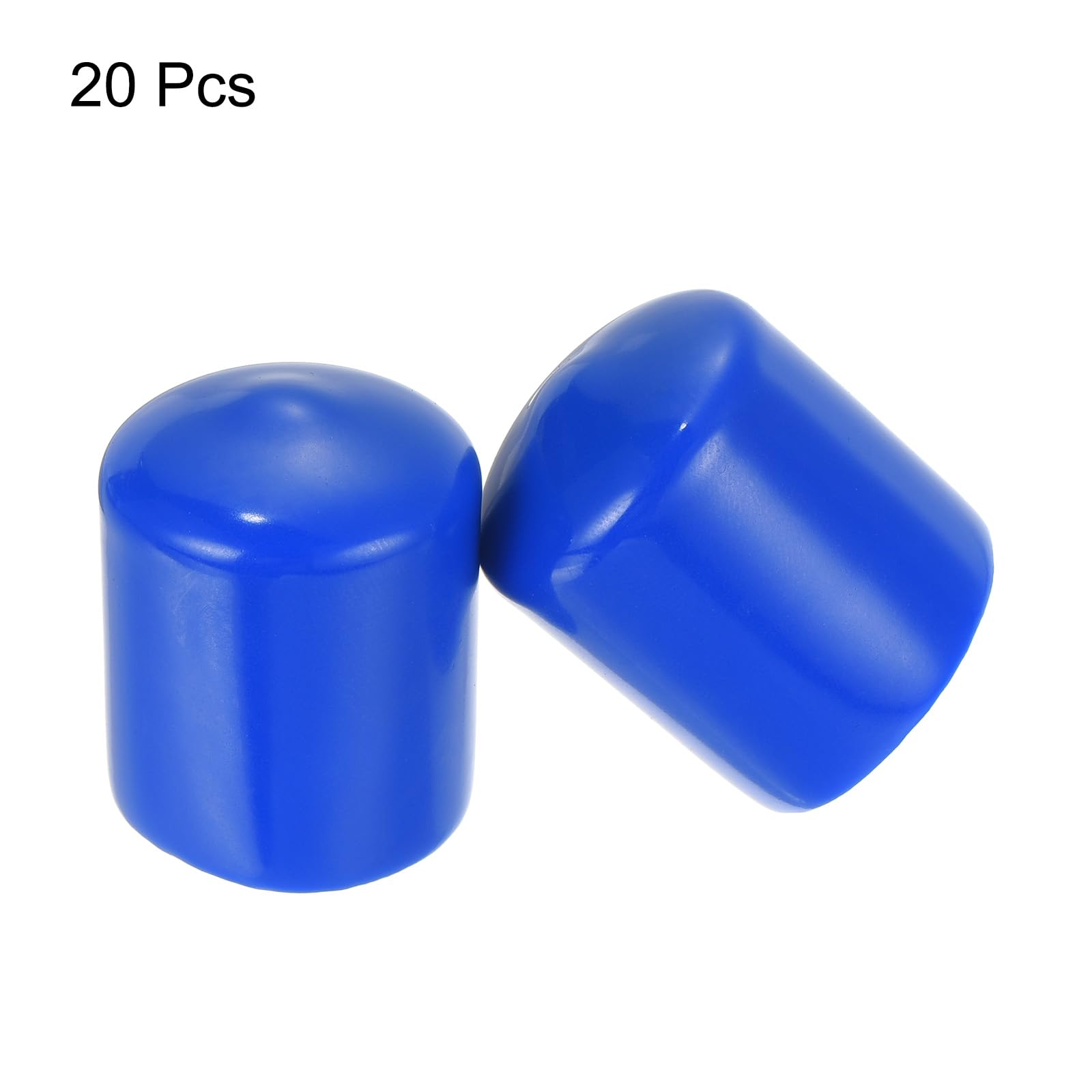 20pcs Rubber End Caps 27mm ID Vinyl Round Tube Bolt Cap Cover Screw Thread Protectors Blue