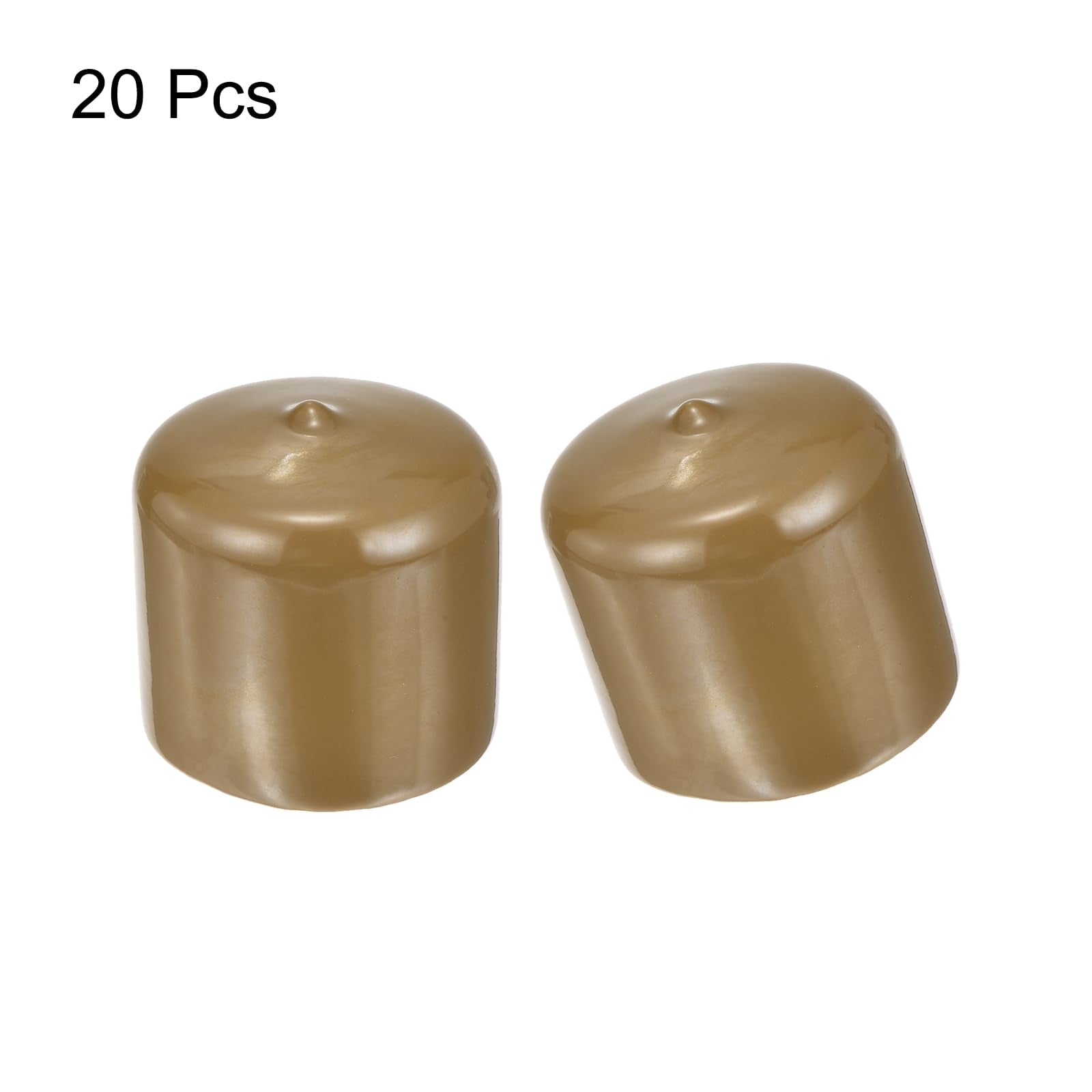 20pcs Rubber End Caps 46mm ID Vinyl PVC Round Tube Bolt Cap Cover Screw Thread Protectors Light Brown