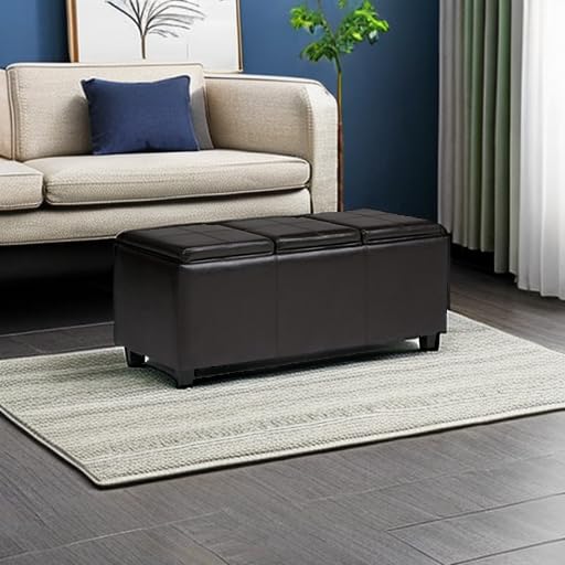 Avalon 48" Wide Vegan Leather Storage Ottoman in Grey