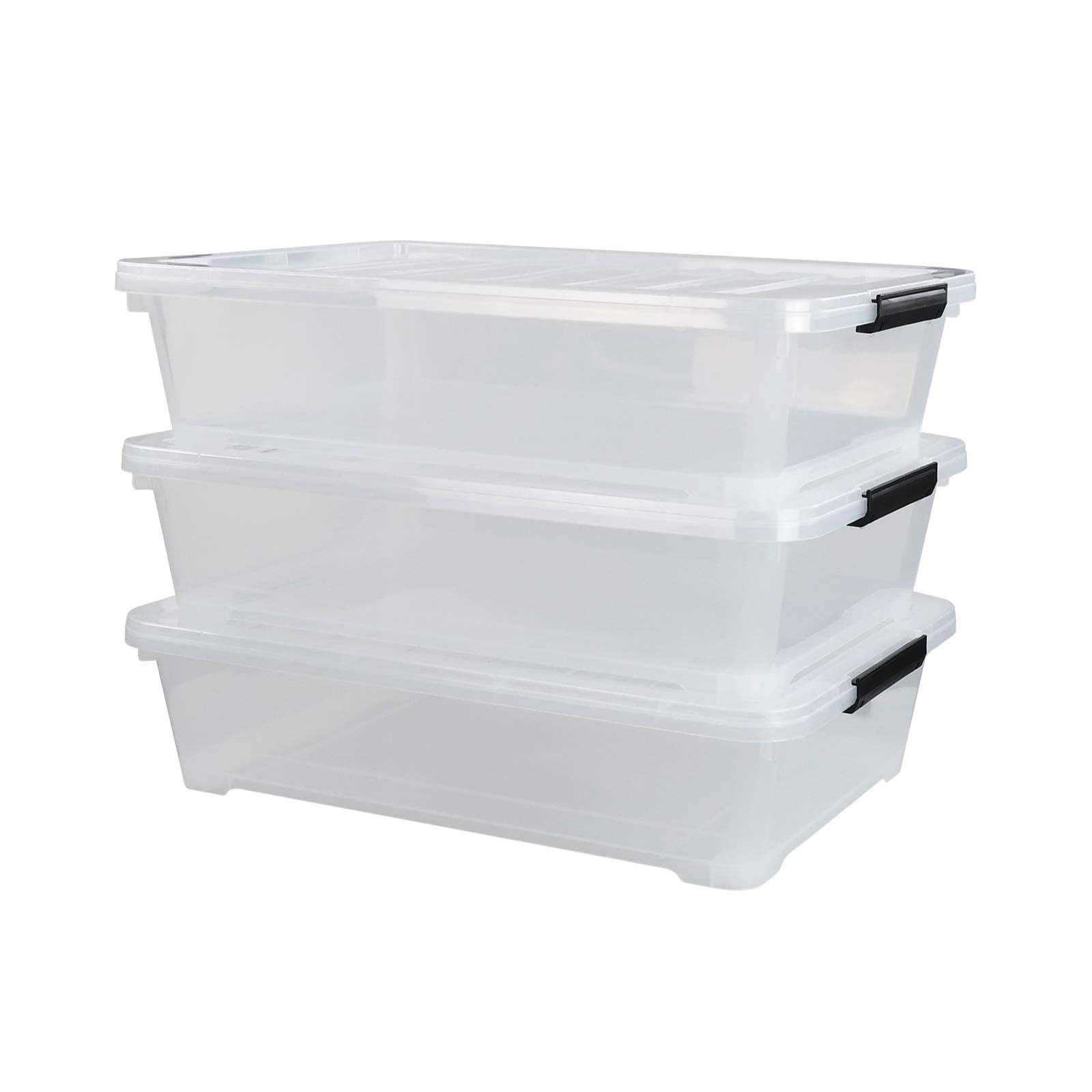 3 Pack Clear Plastic Under Bed Storage Box Container (3 Count)