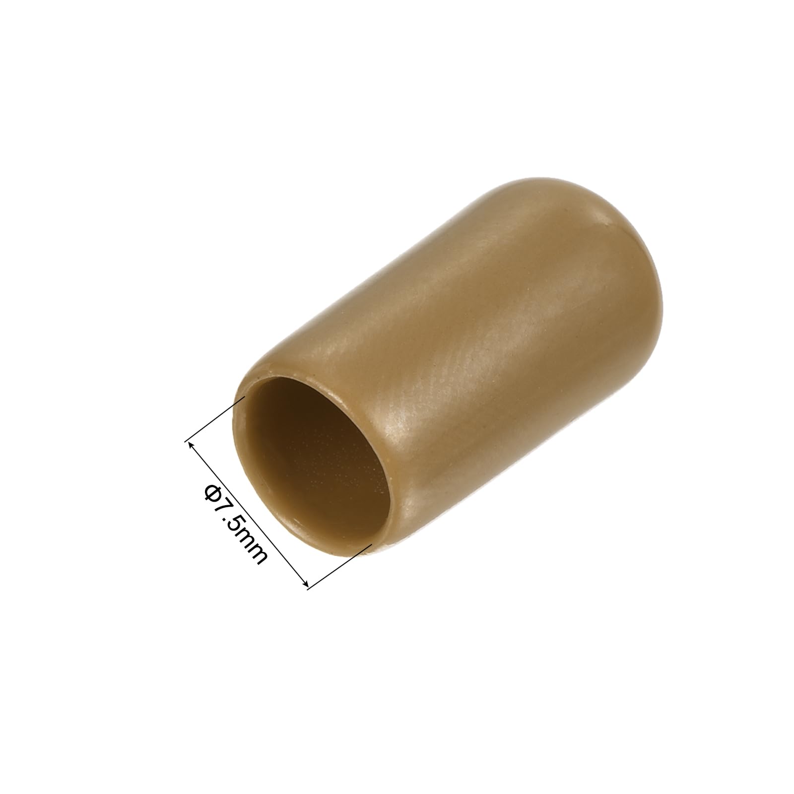20pcs Rubber End Caps 7.5mm ID Vinyl PVC Round Tube Bolt Cap Cover Screw Thread Protectors Light Brown