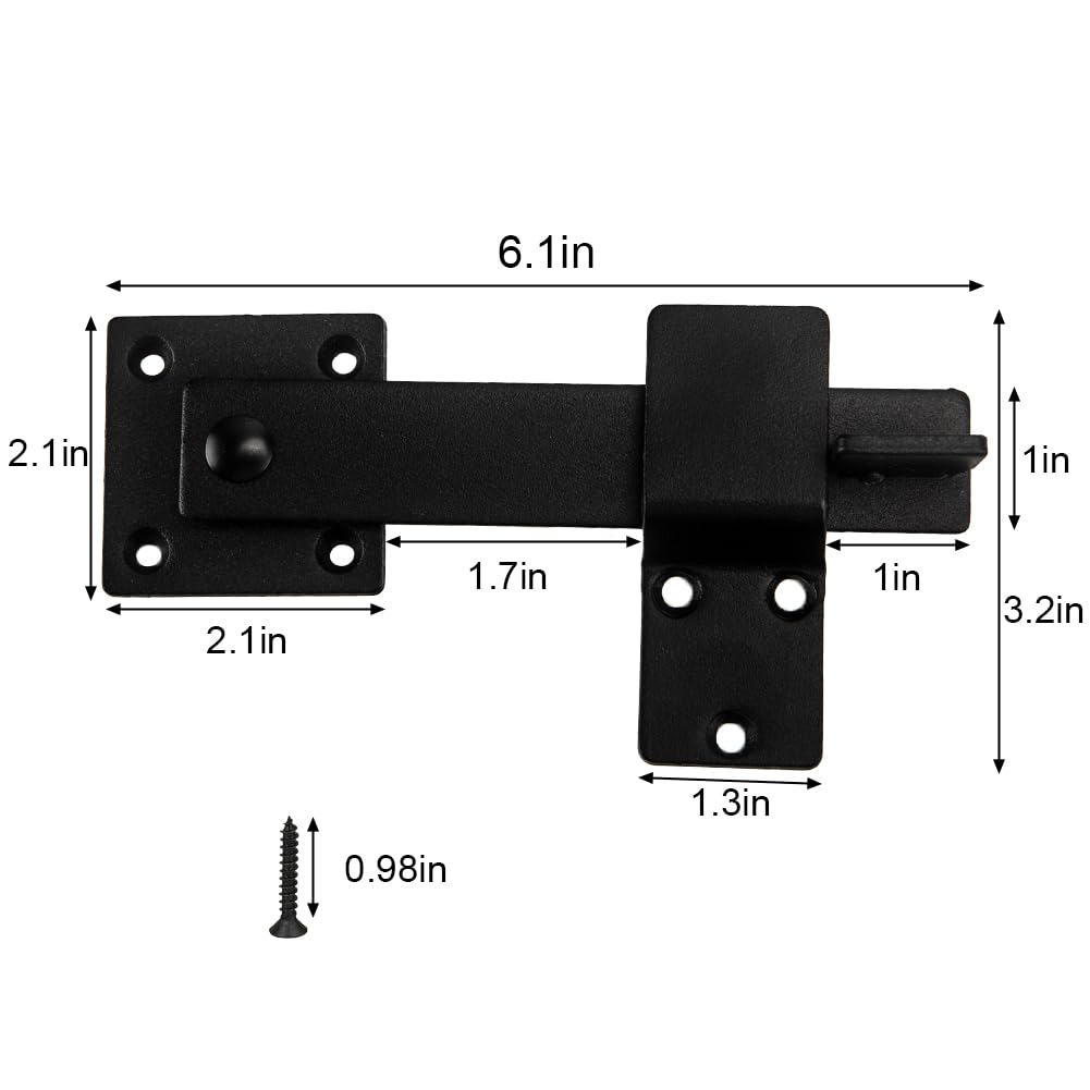 2 Pack Flip Gate Latch Lock 6'' Adjustable Barn Door Lock Hardware Safety Rustic Gate Lock for Ourdoor Wooden Fence