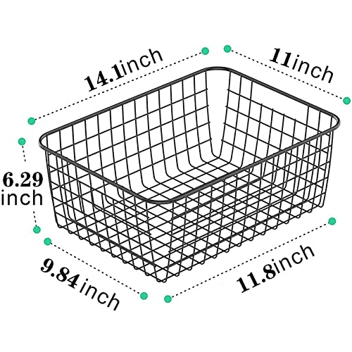 Metal Black Large Wire Basket Food Storage Organizer (2 Count)