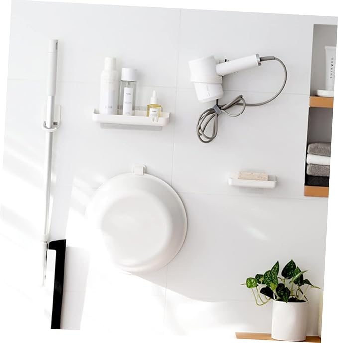 3pcs Punch Mop Holder Clips Multifunctional Mop Hanger Wall Mount Broom Organizer Hooks Strong for Home Office Restaurant