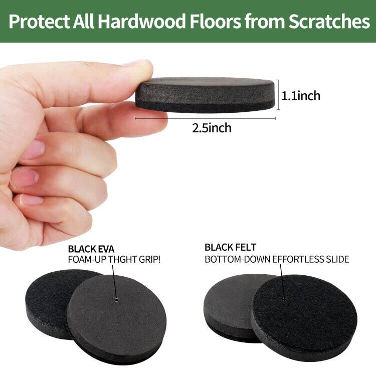Felt Furniture Movers Sliders for Hardwood Floors for Sofa Desk (24 Count)