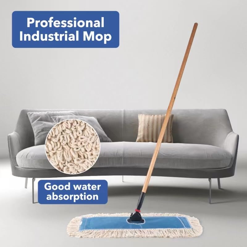 Matthew Cleaning 24'' Industrial Strength Cotton Dust Mop Refill Washable Replacement Heads for Residential & Commercial Use Fit Standard Dust Mop Frames (3 Count) - ModHome Supplies