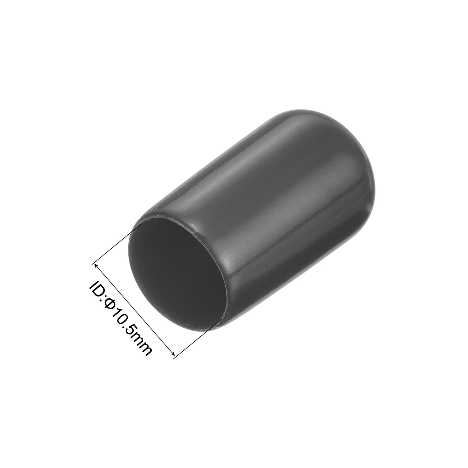 20pcs Rubber End Caps 10.5mm ID Vinyl Round Tube Bolt Cap Cover Thread Protectors Dark Grey