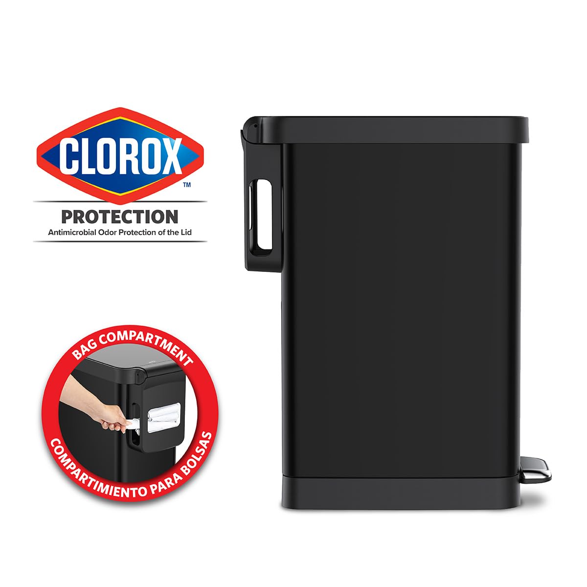 Slim Trash Can with Clorox Odor Protection