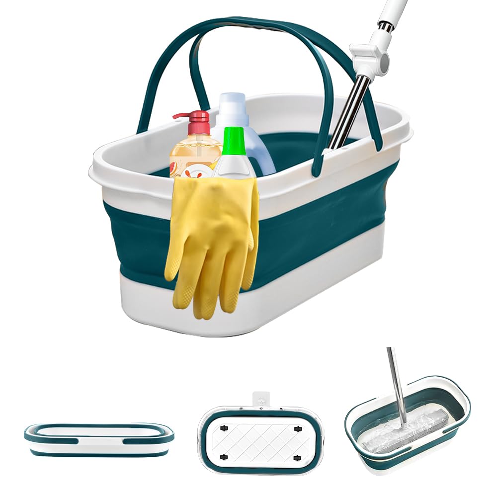 Collapsible Mop Wash Basin Bucket with Handle and Wheels