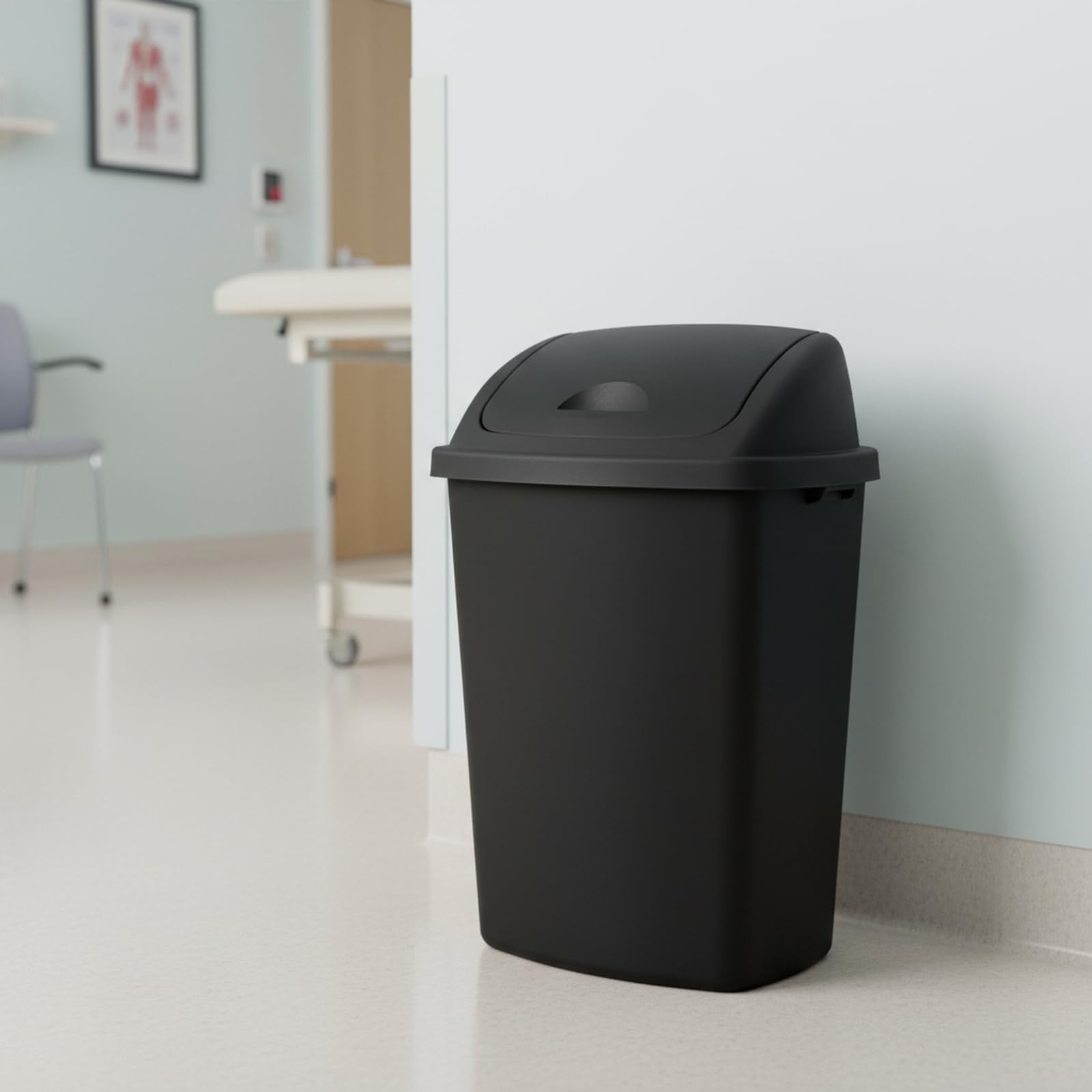 4 Pack 18 Gal Tall Plastic Kitchen Trash Cans with Swing Top (4 Count)