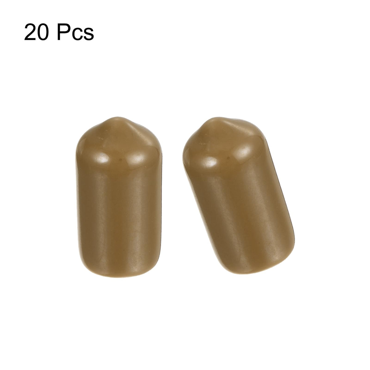 20pcs Rubber End Caps 8.5mm ID Vinyl PVC Round Tube Bolt Cap Cover Screw Thread Protectors Light Brown
