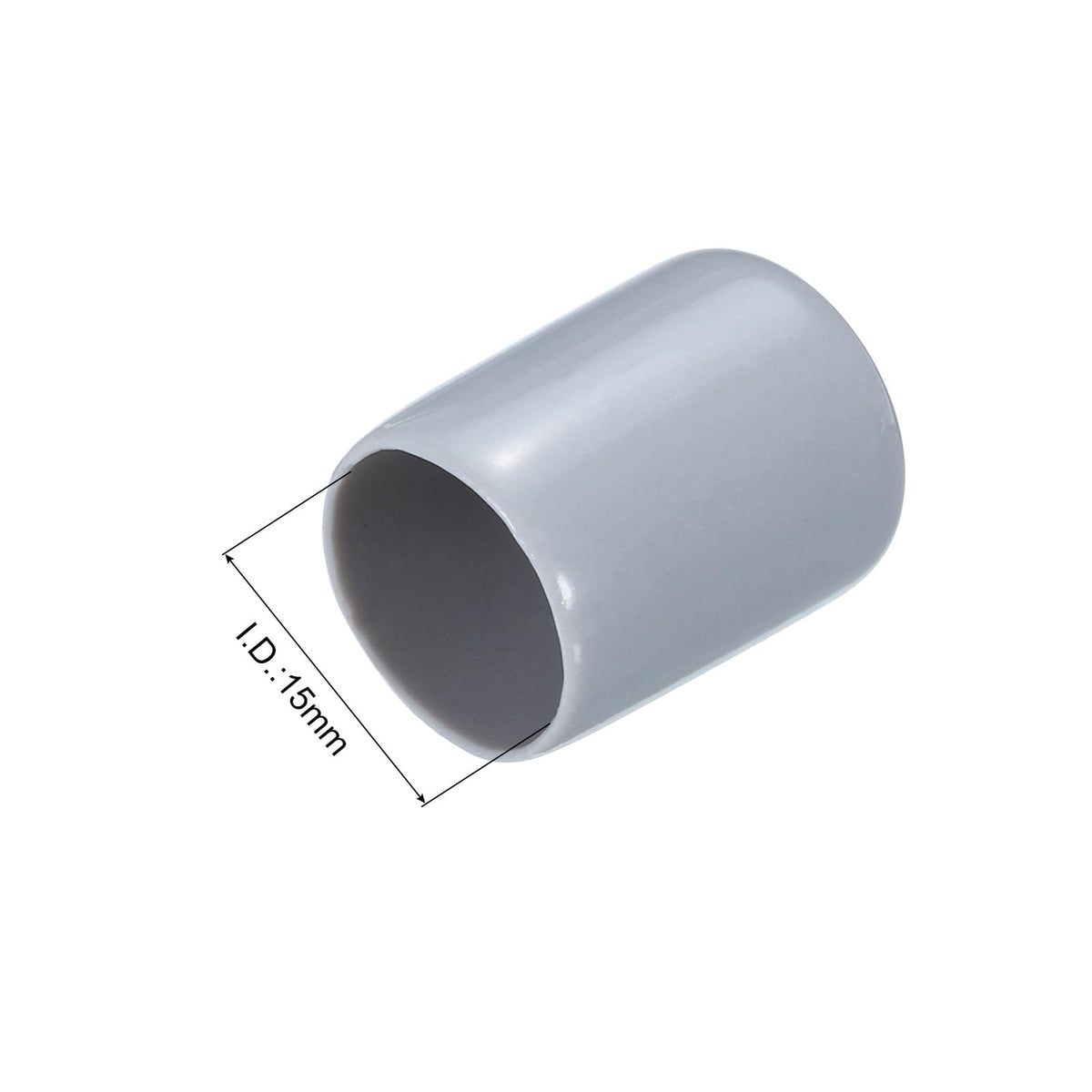 20pcs Rubber End Caps 15mm ID Vinyl PVC Round Tube Bolt Cap Cover Screw Thread Protectors Grey
