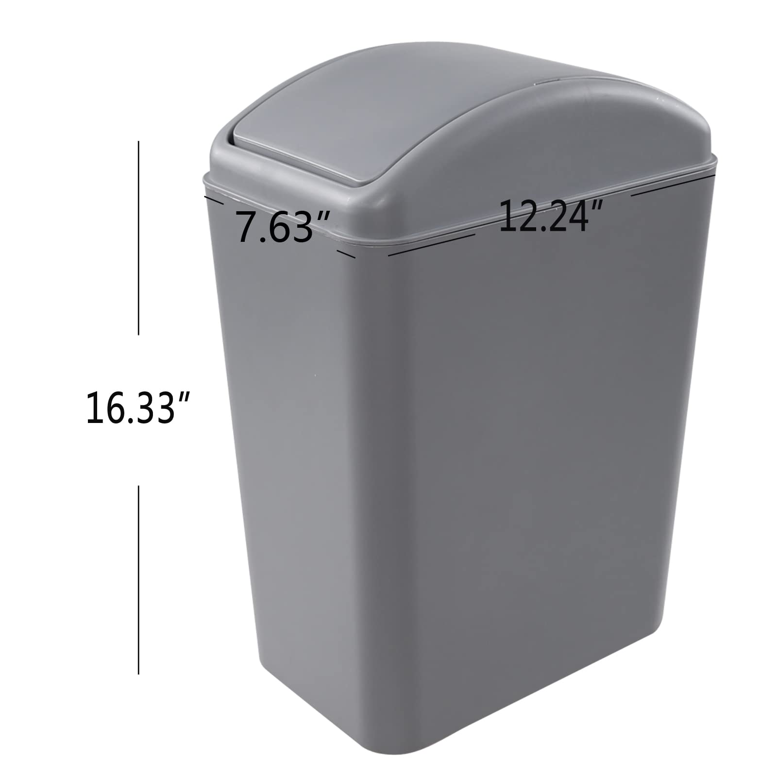 3 Pack 4.5 Gallon Plastic Garbage Can with Swing Lid (3 Count)