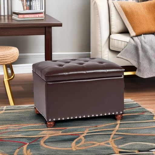 Leather Ottoman with Storage