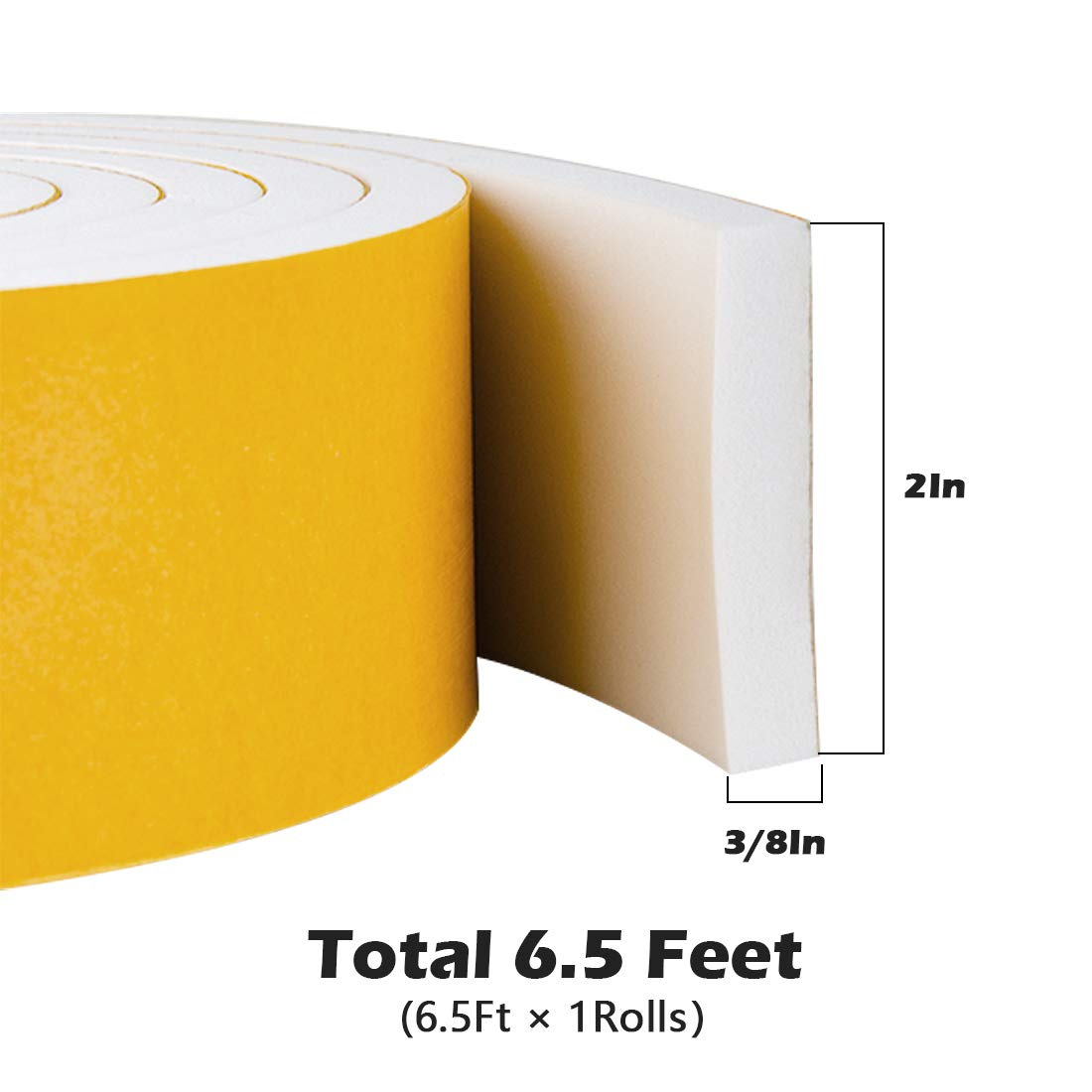 White Door Window Weather Stripping Self Adhesive Foam Tape High Density Foam Sealing Strip Window Insulation Weatherproof Gasket Tape