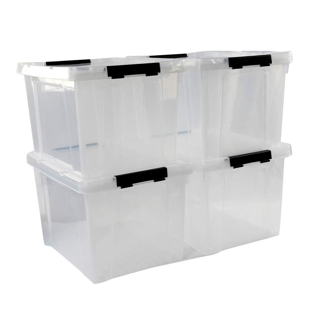 4 Pack 50 Quart Plastic Container Bin with Lids (4 Count)