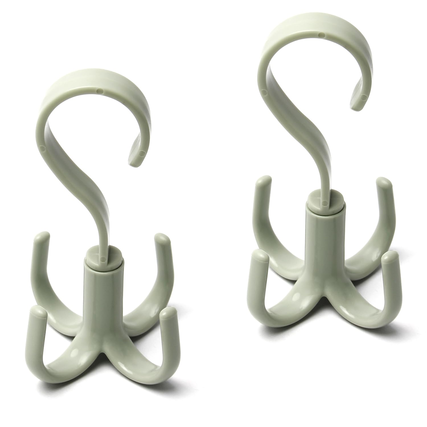 2Pcs Rotating Belt Hanger 360 Degrees Rotatable Organizer with 4 Hooks for Drying Towels Bras Clothes Gloves Plastic Laundry Sock Drying Hanger Nordic Green (2 Count)